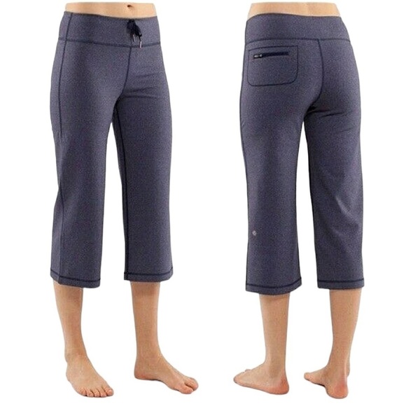 Lululemon Relaxed Fit Crop II Pants Heathered Deep Indigo Blue Gray Sz 8 - Picture 1 of 12